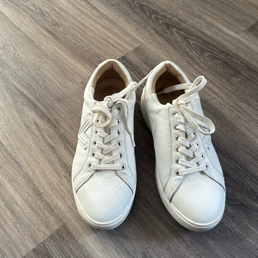 Vionic Kearny Lace Up Platform Sneaker 8.5 White Platform Leather Athletic Shoes - Picture 4 of 9